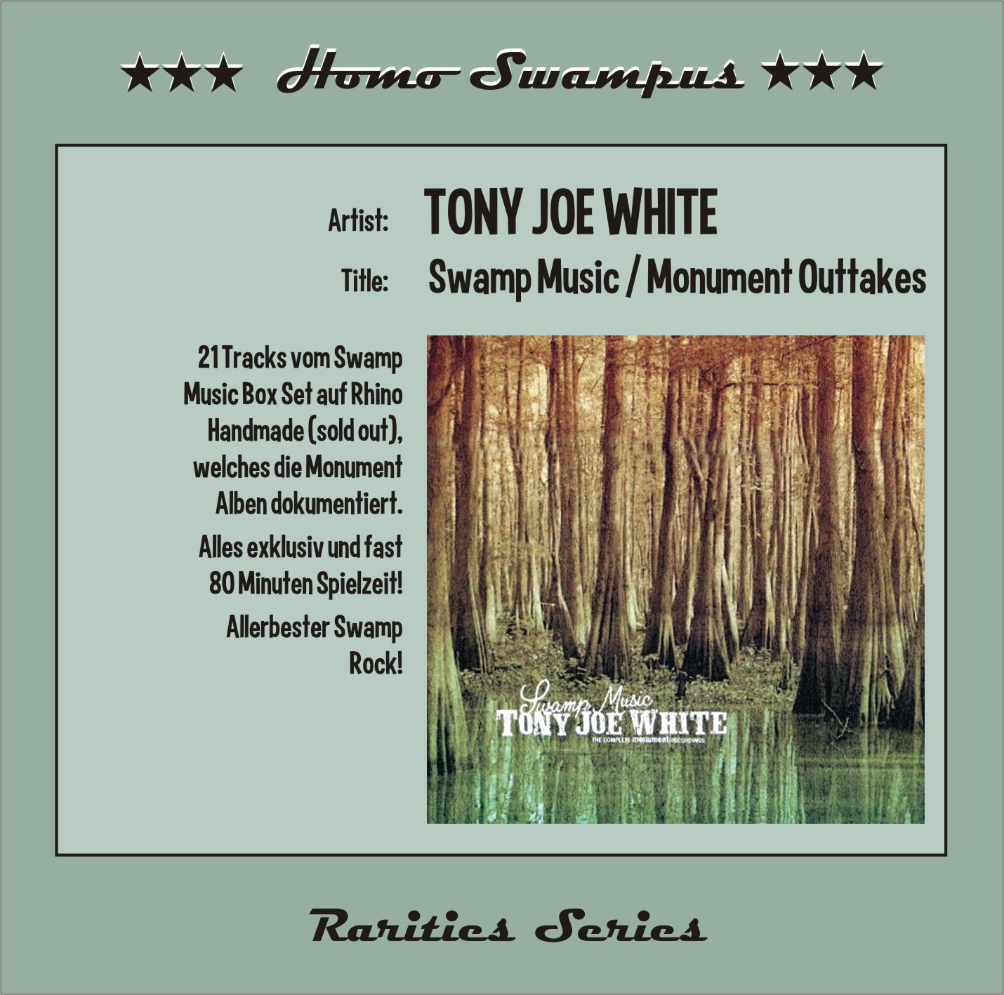 Rhino Handmade！トニー・ジョー・ホワイト/ Swamp Music: The 